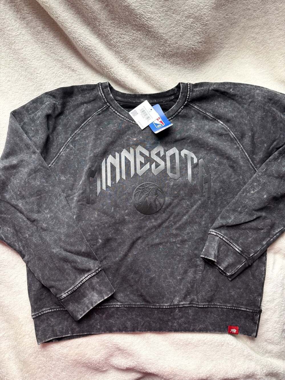 Sportiqe Minnesota Timberwolves Stevie Tonal Acid Wash Crewneck Sweatshirt